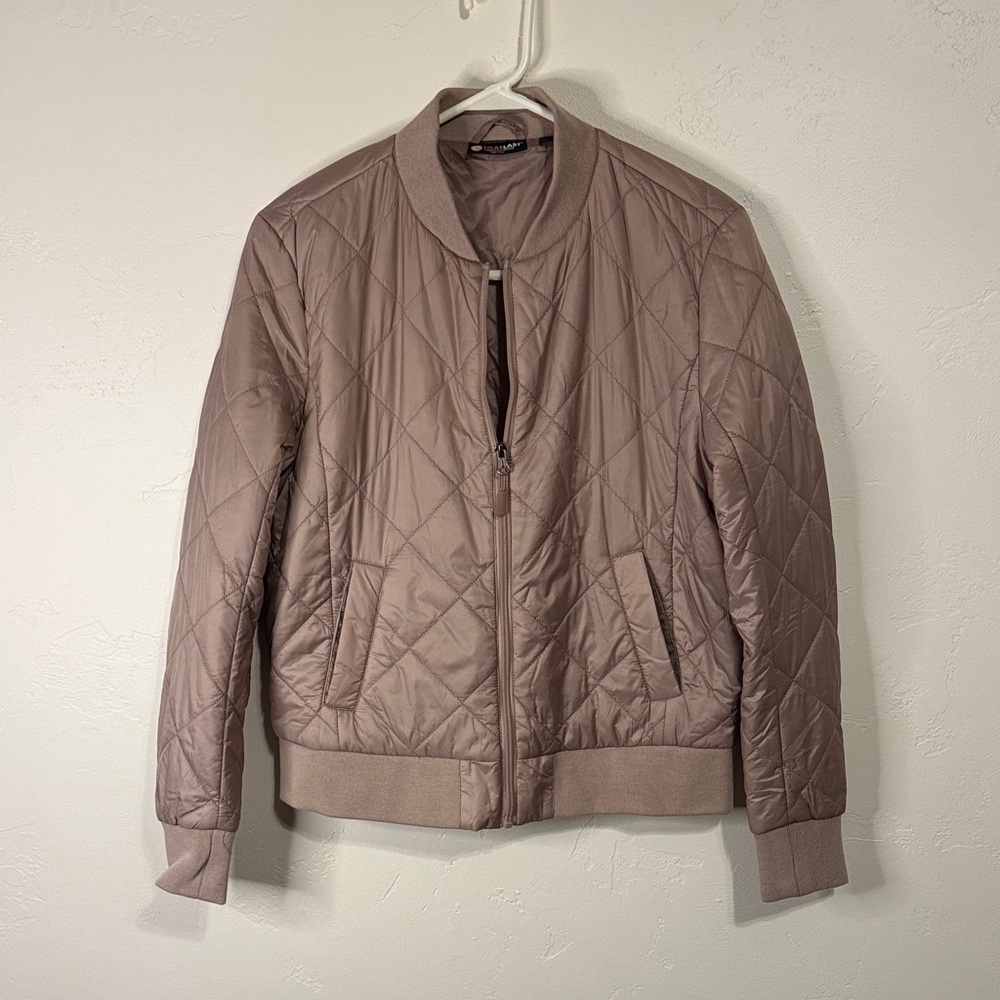 Elegant Women's Quilted Bomber Jacket - Dusty Rose